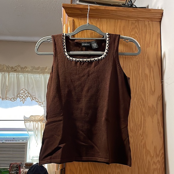 George, Knit Sleeveless Top, Brown and Cream, size M, NWT, never worn. - Picture 2 of 3